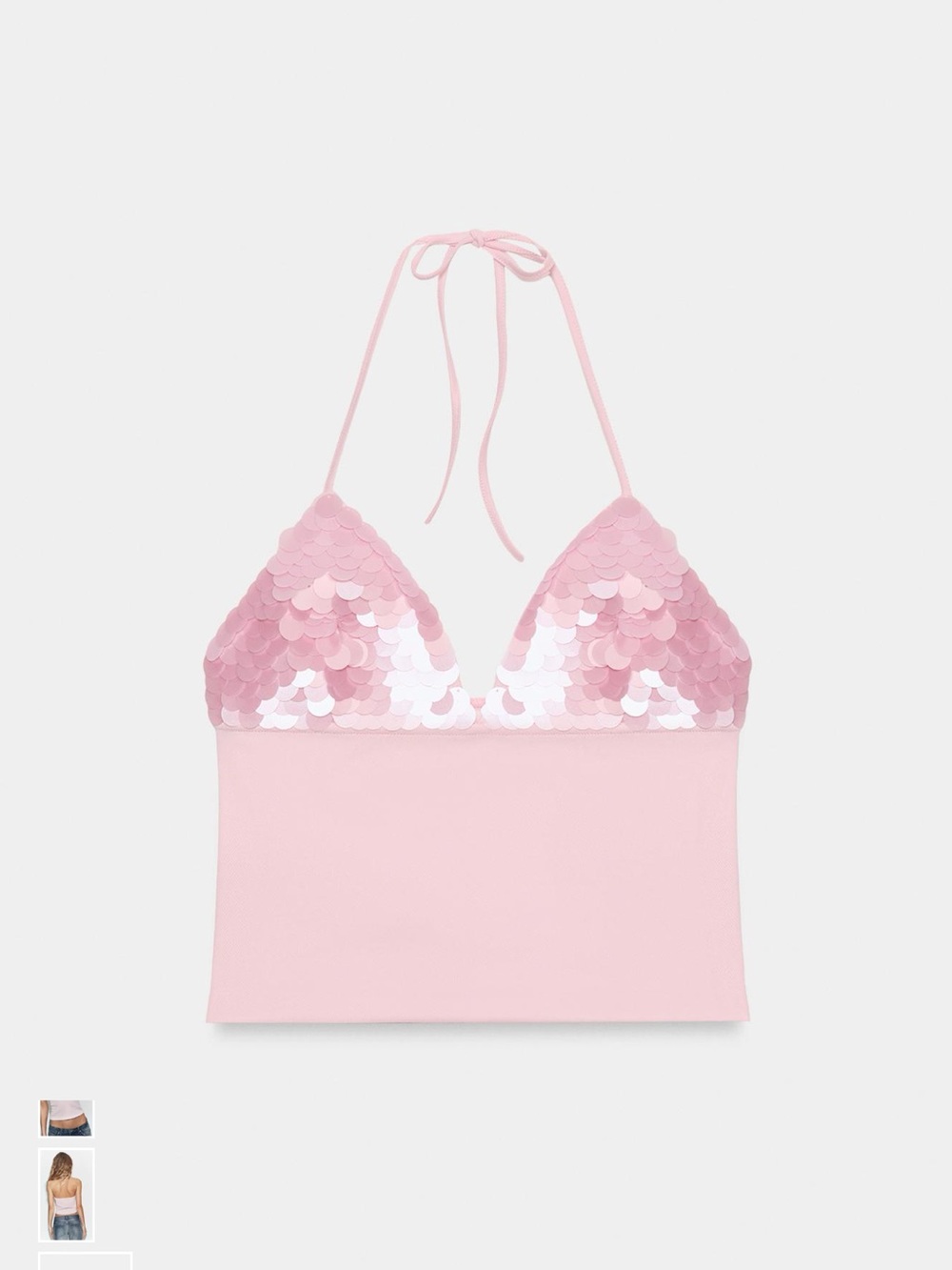 Zara Pink Sequin Halter Crop Top